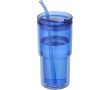 Gobelet double paroi 480 ml avec couvercle rotatif et paille couleur bleu roi