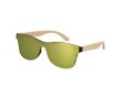 Lunettes de soleil avec branches en bambou, verres noirs effet miroir couleur jaune
