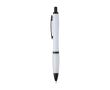 Stylo en plastique recyclé avec détails noirs, encre noire couleur blanc