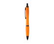 Stylo en plastique recyclé avec détails noirs, encre noire couleur orange