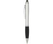 Stylo rotatif avec stylet et grip doux encre bleue couleur argenté