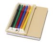 Set carnet B6 avec feutres et poche transparente intégrée couleur naturel