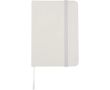 Carnet A7 rigide en cuir synthétique ave célastique, feuilles lignées couleur blanc