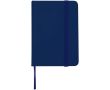 Carnet A7 rigide en cuir synthétique ave célastique, feuilles lignées couleur bleu marine