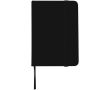Carnet A7 rigide en cuir synthétique ave célastique, feuilles lignées couleur noir