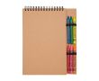 Cahier à spirale avec couverture souple et crayons de cire intégrés couleur naturel
