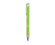 Stylo en aluminium recyclé avec finition laquée, encre bleue couleur vert lime