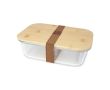 Lunch box en verre avec couvercle en bambou et joint en silicone 1 L couleur marron