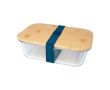 Lunch box en verre avec couvercle en bambou et joint en silicone 1 L couleur cyan