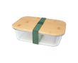 Lunch box en verre avec couvercle en bambou et joint en silicone 1 L couleur vert pastel