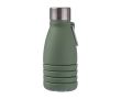 Bouteille pliable en silicone avec bouchon acier et mousqueton 550ml couleur vert