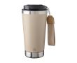 Gobelet thermique acier inoxydable sangle et couvercle noir, 500 ml couleur beige