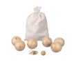 Jeu de pétanque avec boules en bois dans sac en coton couleur marron