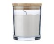 Bougie parfum vanille dans bocal en verre avec couvercle bambou couleur blanc