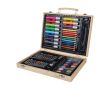 Coffret en bois avec poignée de transport et 66 pièces à colorier couleur marron