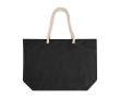 Sac de plage en coton recyclé avec anses en corde 270 g/m² couleur noir