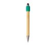 Stylo tactile en bambou avec spinner sur le dessus encre bleue couleur vert