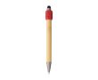 Stylo tactile en bambou avec spinner sur le dessus encre bleue couleur rouge