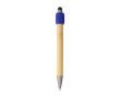 Stylo tactile en bambou avec spinner sur le dessus encre bleue couleur bleu ultramarine