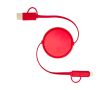 Câble rétractable synchronisation des données plastique et aluminium couleur rouge