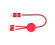 Câble en aluminium et plastique recyclé avec charge rapide 5 en 1 couleur rouge