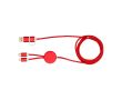 Câble de charge plastique recyclé et aluminium synchronisation 5 en 1 couleur rouge