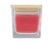 Bougie parfumée en verre avec couvercle bambou 40 g couleur rouge