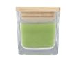 Bougie parfumée en verre avec couvercle bambou 40 g couleur vert émeraude