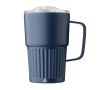 Tasse à emporter en acier inoxydable recyclé avec anse 450ml couleur bleu
