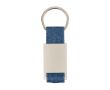 Porte-clés en zinc personnalisable avec détail en tissu jean couleur bleu