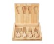 Set de 4 couverts à fromage en acier inoxydable avec manches en bois couleur marron