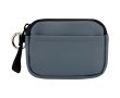 Portefeuille en cuir synthétique recyclé zippé avec anneau couleur bleu bondi