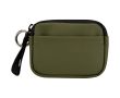 Portefeuille en cuir synthétique recyclé zippé avec anneau couleur vert foncé