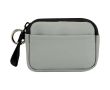 Portefeuille en cuir synthétique recyclé zippé avec anneau couleur gris