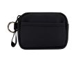 Portefeuille en cuir synthétique recyclé zippé avec anneau couleur noir