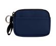 Portefeuille en cuir synthétique recyclé zippé avec anneau couleur bleu marine