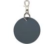 Porte-clés rond en cuir synthétique recyclé avec anneau couleur bleu bondi
