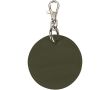 Porte-clés rond en cuir synthétique recyclé avec anneau couleur vert foncé