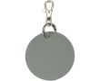 Porte-clés rond en cuir synthétique recyclé avec anneau couleur gris
