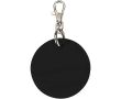 Porte-clés rond en cuir synthétique recyclé avec anneau couleur noir