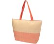 Sac en papier de paille tressée zippé avec base large capacité 21 L couleur acajou