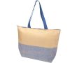 Sac en papier de paille tressée zippé avec base large capacité 21 L couleur bleu marine