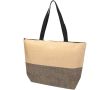 Sac en papier de paille tressée zippé avec base large capacité 21 L couleur noir
