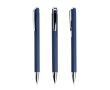 Stylo en aluminium rétractable avec détails argentés encre bleue couleur bleu marine