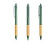 Stylo à bille avec clip translucide et grip en bambou, encre noire couleur vert pistache