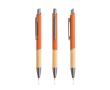 Stylo en aluminium recyclé avec prise en bambou à encre bleue couleur orange