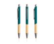 Stylo en aluminium recyclé avec prise en bambou à encre bleue couleur vert foncé