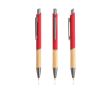 Stylo en aluminium recyclé avec prise en bambou à encre bleue couleur rouge