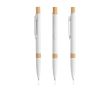 Stylo en aluminium recyclé avec détails en bambou à encre bleue couleur blanc