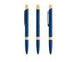 Stylo en aluminium recyclé avec détails en bambou à encre bleue couleur bleu marine